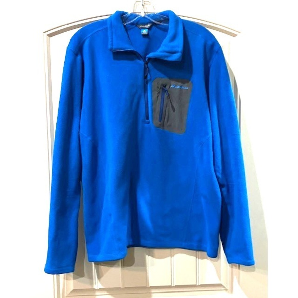 Eddie Bauer Polartec Fleece Jacket Men's Large Blue 1/4 Zip First Ascent